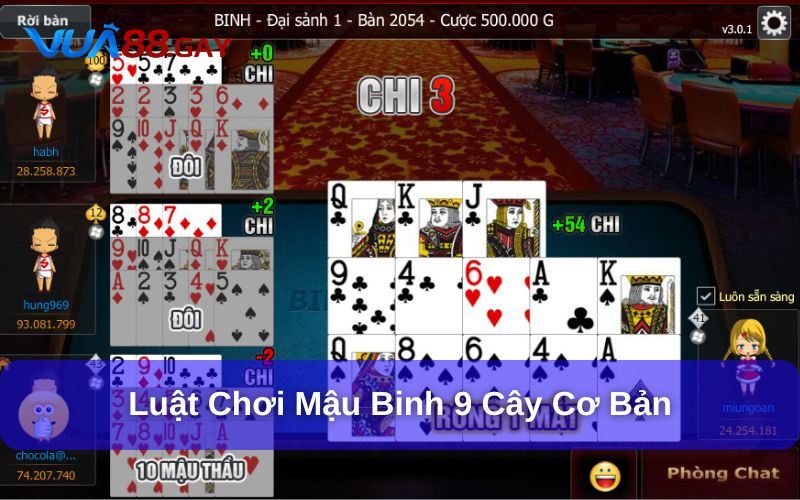 Cách chơi Mậu Binh 9 cây Vua88 chi tiết cho người mới 3 Luật chơi Mậu Binh 9 cây Vua88 cơ bản